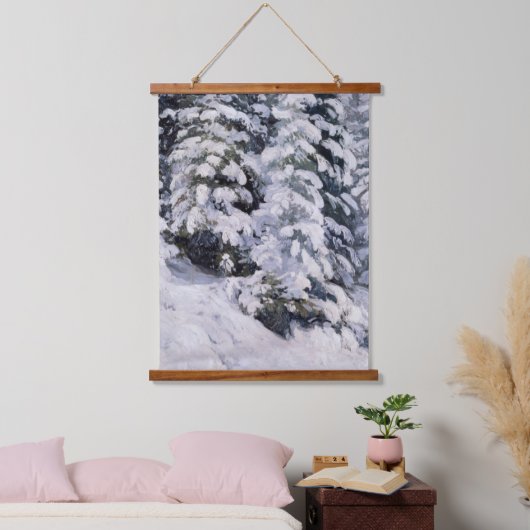 Winterwald | Aleksander Borisov Wandteppich Mit Holzrahmen (Schlafzimmer)