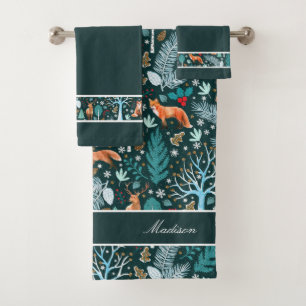 Winterwald Aquamarin/Gold-ID785 Badhandtuch Set