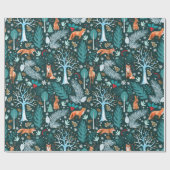 Winterwald Aquamarin/Gold-ID785 Geschenkpapier (Flach)