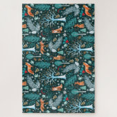 Winterwald Aquamarin/Gold-ID785 Puzzle (Vertikal)