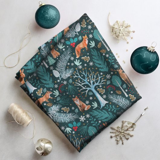 Winterwald Aquamarin/Gold-ID785 Stoff