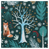 Winterwald Aquamarin/Gold-ID785 Stoff (Nahaufnahme)