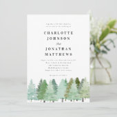 Winterwald Aquarellbäume Einladung (Stehend Vorderseite)