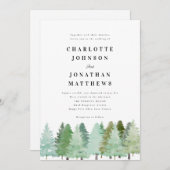 Winterwald Aquarellbäume Einladung (Vorne/Hinten)