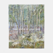 Winterwald Aquarellmalerei Fleecedecke (Vorderseite)