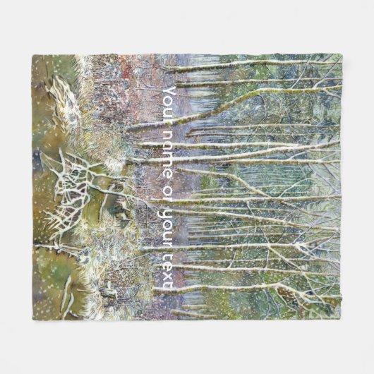 Winterwald Aquarellmalerei Fleecedecke (Vorderseite (Horizontal))