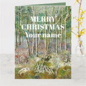 Winterwald Aquarellmalerei Karte (Gelbe Blume)