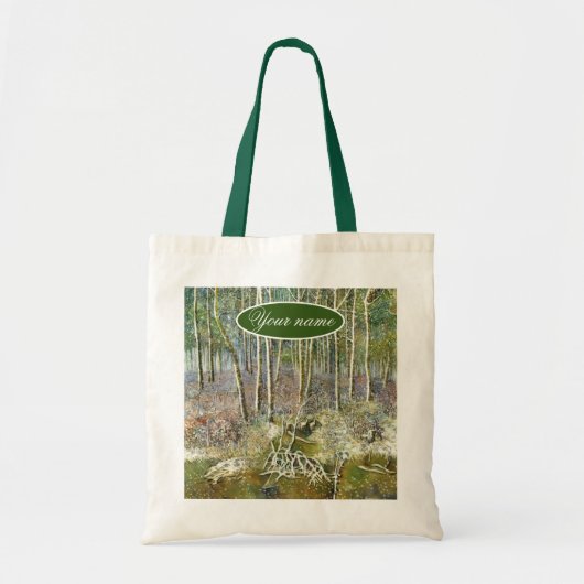 Winterwald Aquarellmalerei Tragetasche (Vorne)