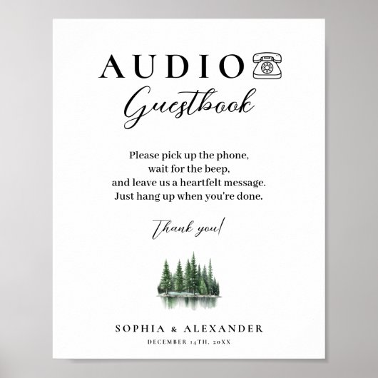 Winterwald Audio-Hochzeitsgästebuchplakat Poster (Vorne)