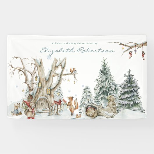 Winterwald | Babydusche Banner (Horizontal)