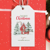 Winterwald Bauernhof Roter Barn Rustikale Weihnach Geschenkanhänger