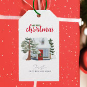 Winterwald Bauernhof Rustikale Frohe Weihnachten Geschenkanhänger