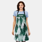 Winterwald Bäume schneefeste Weihnachtsküche Schürze (Getragen)