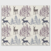 Winterwald Bäume und Hirsche Geschenkpapier (Flach)