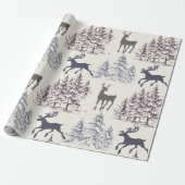 Winterwald Bäume und Hirsche Geschenkpapier (Ungerollt)