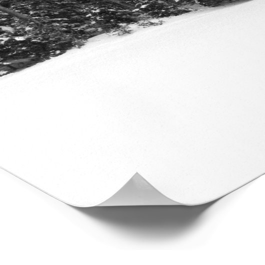 Winterwald bedeckt mit fallendem Schnee Poster (Ecke)