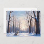 Winterwald bedeckt mit Schnee und Schnee Postkarte (Vorne/Hinten)