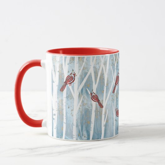 Winterwald Birch Trees & Roter Kardinal Tasse (Links)