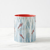 Winterwald Birch Trees & Roter Kardinal Tasse (Zentrum)