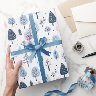 Winterwald Blau und Weiß Weihnachten Geschenkpapier