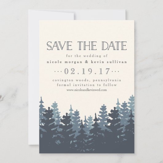 Winterwald Doppelseitiges Foto Hochzeit Save The Date (Vorderseite)