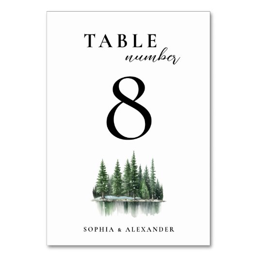 Winterwald Elegante Hochzeit Tischnummer (Vorderseite)