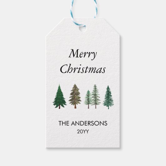 Winterwald Elegante Pine Trees Weihnachten Geschenkanhänger (Vorderseite)