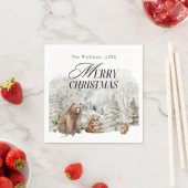 Winterwald Elegante Wasserfarbe Frohe Weihnachten Serviette (Beispiel)