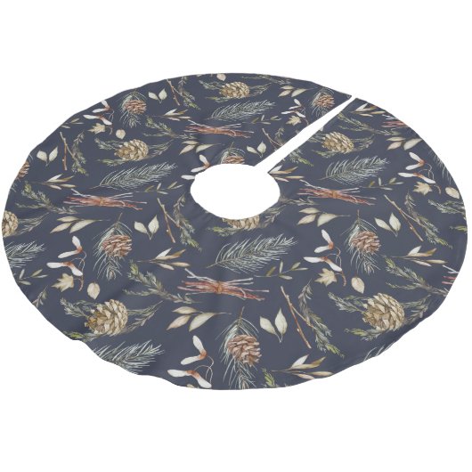 Winterwald: Eleganter Baumrock" Polyester Weihnachtsbaumdecke (Schrägansicht)