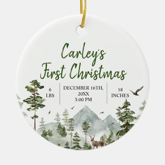 Winterwald Erster Weihnachtsbaum Keramik Ornament (Vorne)