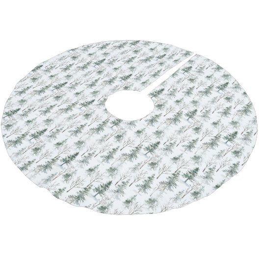 Winterwald Evergreen Baummuster Polyester Weihnachtsbaumdecke (Schrägansicht)