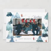 Winterwald-Flachbild-Urlaubskarte Feiertagskarte (Vorderseite)