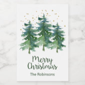 Winterwald - Frohe Weihnachtsweinmarke Weinetikett (Einzelnes Label)