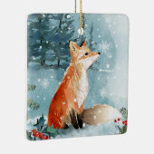 Winterwald, Fuchs, Blockhütte Keramik Ornament (Rechts)