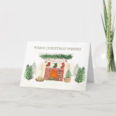 Winterwald Gemütliches Weihnachtsfeuergeschäft Feiertagskarte (Vorderseite)