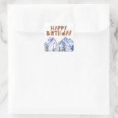 Winterwald "Happy Birthday" Quadratischer Aufkleber (Tasche)