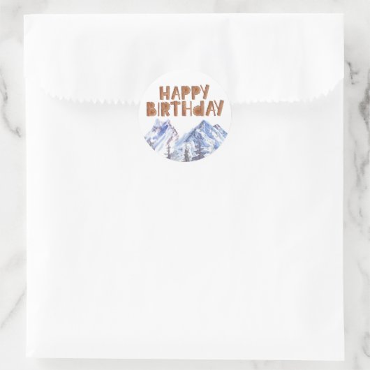 Winterwald "Happy Birthday" Runder Aufkleber (Tasche)
