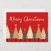 Winterwald hell Rot Zwei Fotos Weihnachten (Vorderseite)