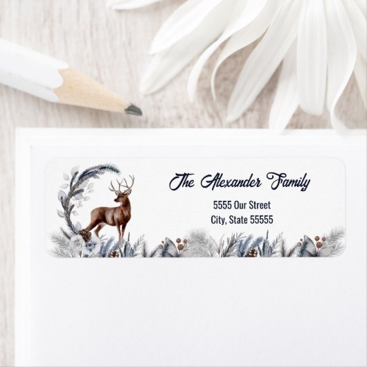 Winterwald Hirsch Elegante Natur Wasserfarbe (Insitu)