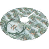 Winterwald Hirsch Monogram Weihnachten Polyester Weihnachtsbaumdecke (Schrägansicht)