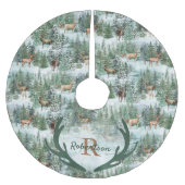Winterwald Hirsch Monogram Weihnachten Polyester Weihnachtsbaumdecke (Vorderseite)