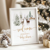 Winterwald Hirsche Baby Dusche Empfang Poster