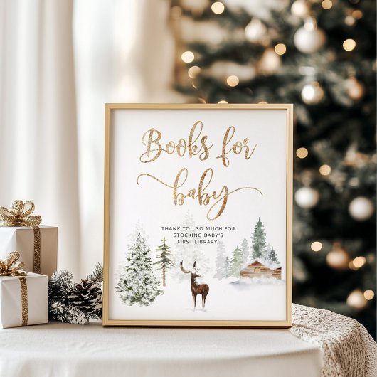 Winterwald Hirsche Bücher für Babyposter Poster