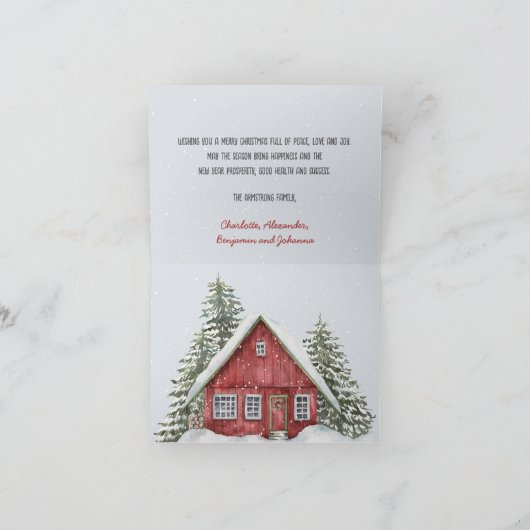 Winterwald-Hirsche Feiertagskarte (Innenseite)