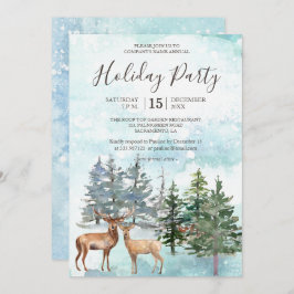 Winterwald Hirsche schneebedeckte Waldlandschaft F Einladung