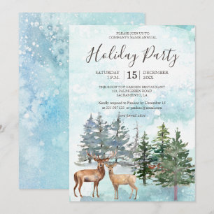 Winterwald Hirsche schneebedeckte Waldlandschaft F Einladung
