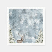 Winterwald Hirsche und Schneeflocken Serviette (Vorderseite)