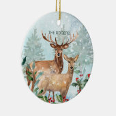 Winterwald, Hirsche, Unsere neue Zuhause Keramik O Keramik Ornament (Rechts)