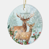 Winterwald, Hirsche, Unsere neue Zuhause Keramik O Keramik Ornament (Links)