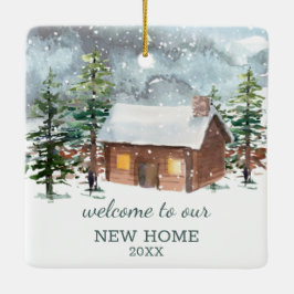 Winterwald, Hirsche, Unsere neue Zuhause Keramik O Keramikornament
